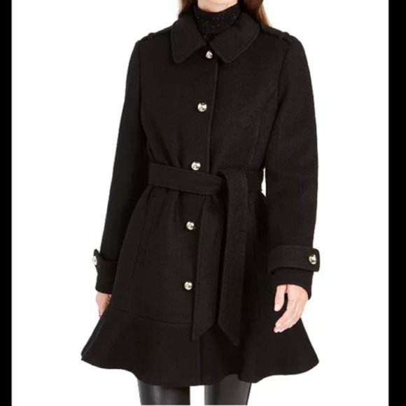 kate spade Jackets & Blazers - NWT KATE SPADE Ruffle Fit n Flare Wool Coat Lined w Big Buttons Retail $398 SM